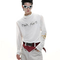Black slim-fit long sleeve mesh shirt with a cooling ice-feel texture, shown on a model.