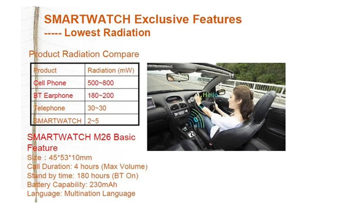 Black Bluetooth sports watch compatible with iPhone and Android phones on wrist