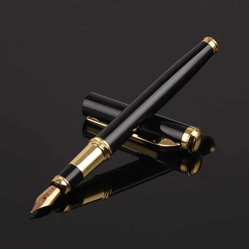 Red and black metal fountain pen with 0.5mm fine nib for business and gift use.