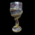 Red wine glass with Chinese dragon design on stainless steel base, 200ml capacity