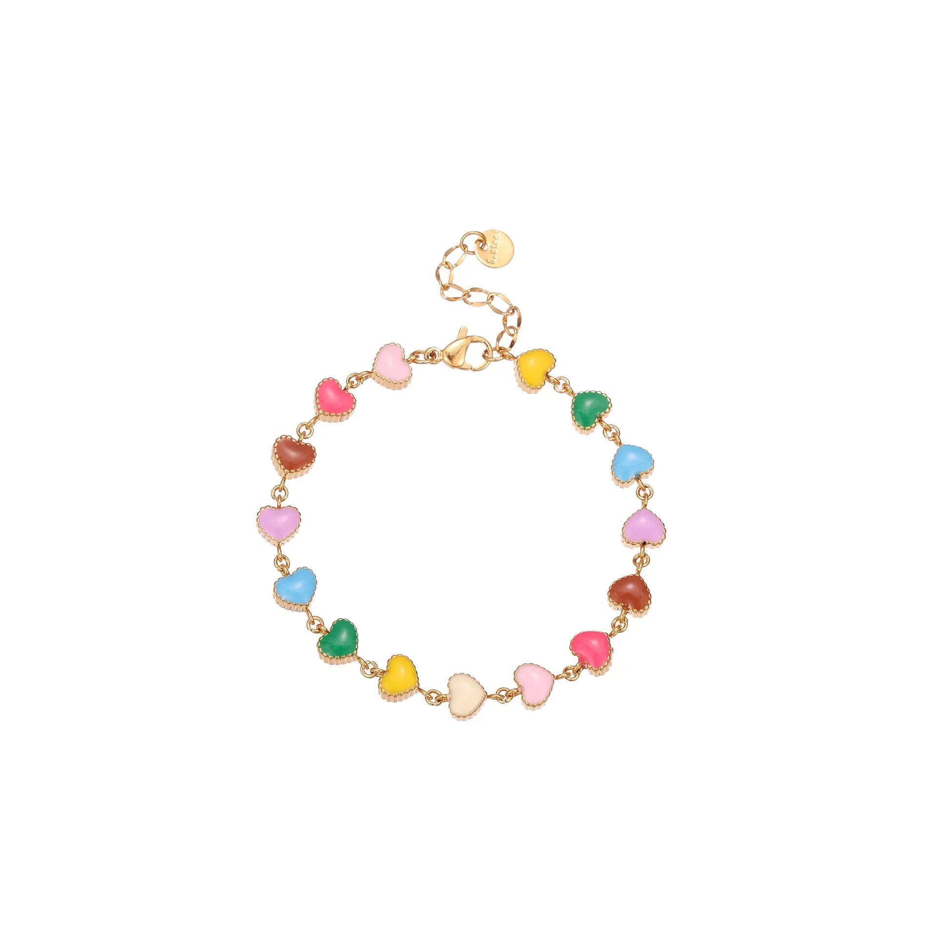 Women's stainless steel love heart bracelet with gold or steel electroplated finish
