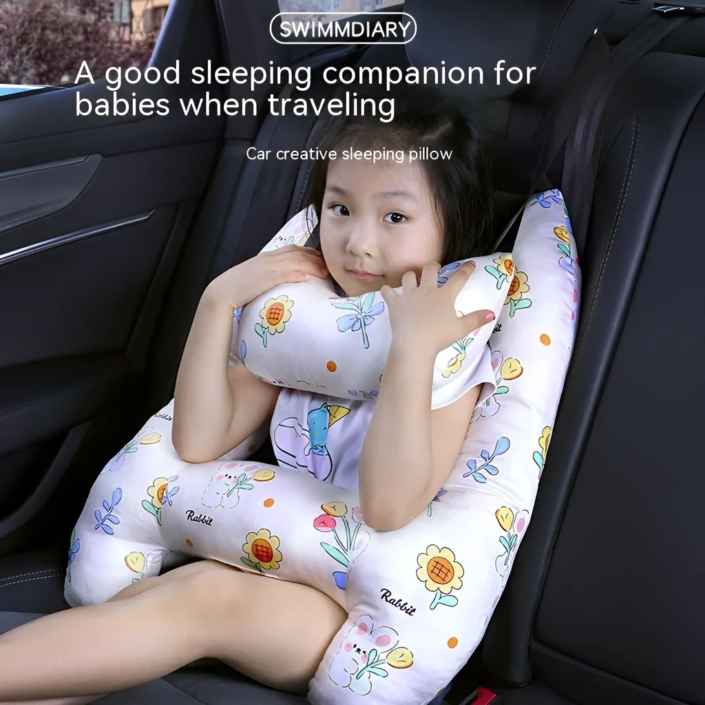 Automotive headrest car sleeping pillow with pearl cotton filling in simple style, 55x70cm