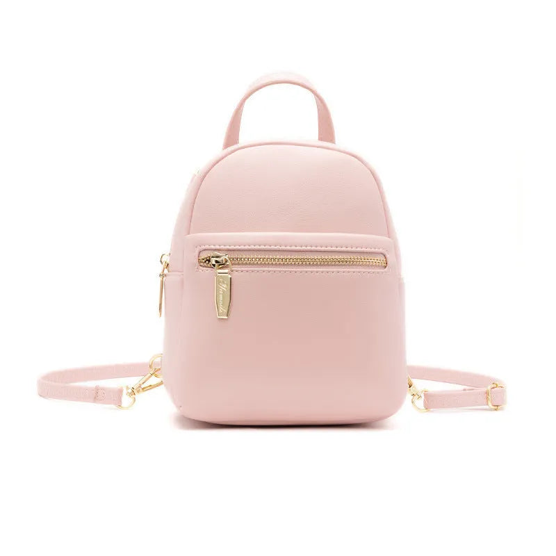 Soft PU mini backpack in street style with three-dimensional pocket and internal phone compartment