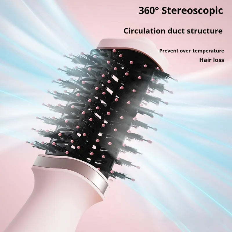 Pink multifunctional hair dryer dual-use comb and curling comb with constant temperature feature
