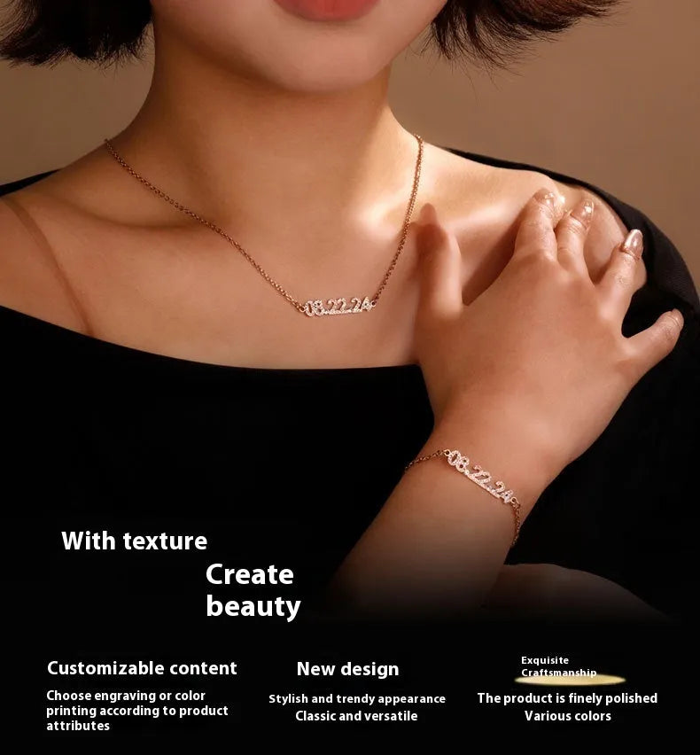 Stainless steel digital bracelet with diamond-set numbers on display, shown in gold tone.