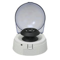 Small white laboratory mini centrifuge on a benchtop with dimensions 157mm wide by 170mm deep.