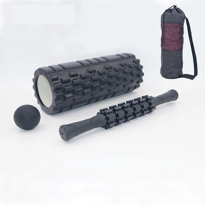 Black 33cm foam roller massage stick with six-piece construction