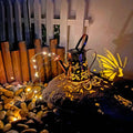 Iron butterfly solar garden lamp with warm white LED lighting