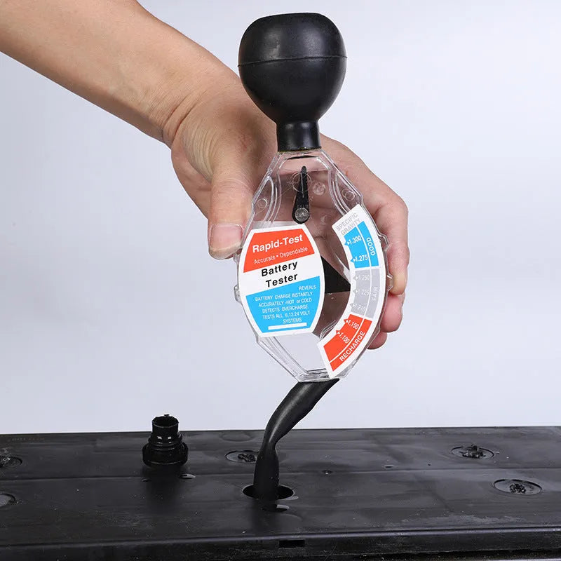Battery hydrometer densitometer with suction tube for lead acid electrolyte testing