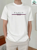 Men's loose fit pure cotton t-shirt with a printed letter design on the chest, shown in apricot colour.