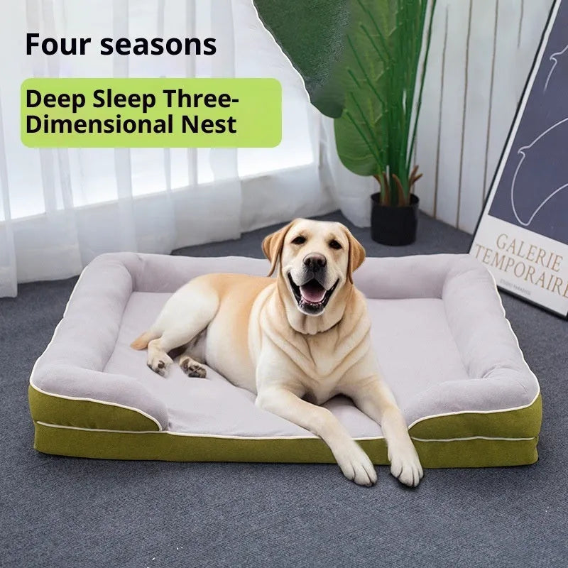 Four Seasons universal kennel pet bed with removable washable cover in green for dogs