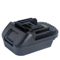 Black Milwaukee to Makita battery adapter measuring 125x90x65cm for DM18M to H99F conversion