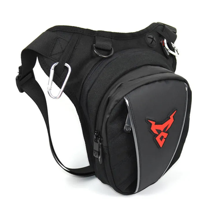 Motorcycle leg bag made of 1200D Oxford cloth in red colour with adjustable straps