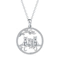 Copper Four Kitten Necklace with cross chain, electroplated finish, original cat design.