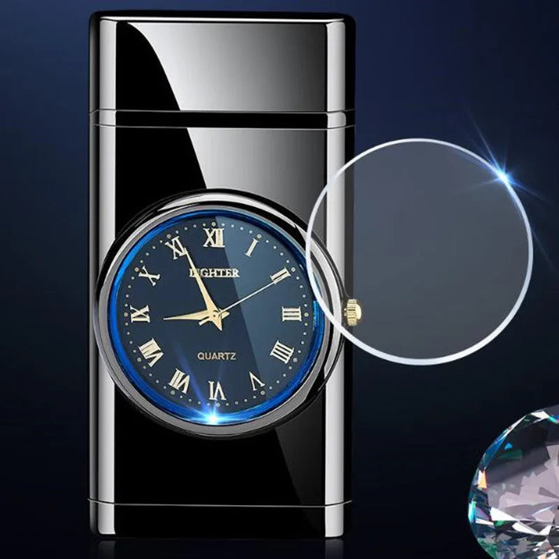 Multifunctional electronic watch lighter with LED flash in metal housing