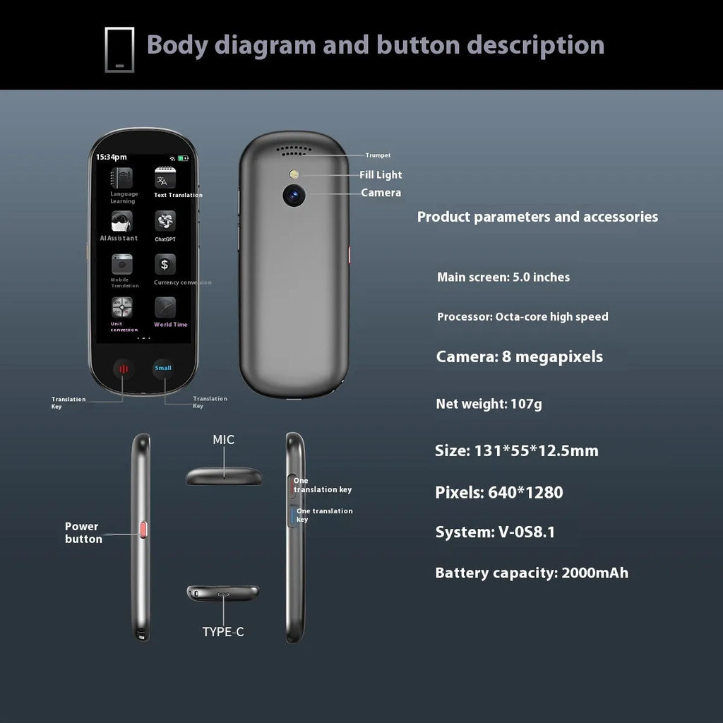 Black wireless simultaneous interpretation translation device for business meetings with included accessories
