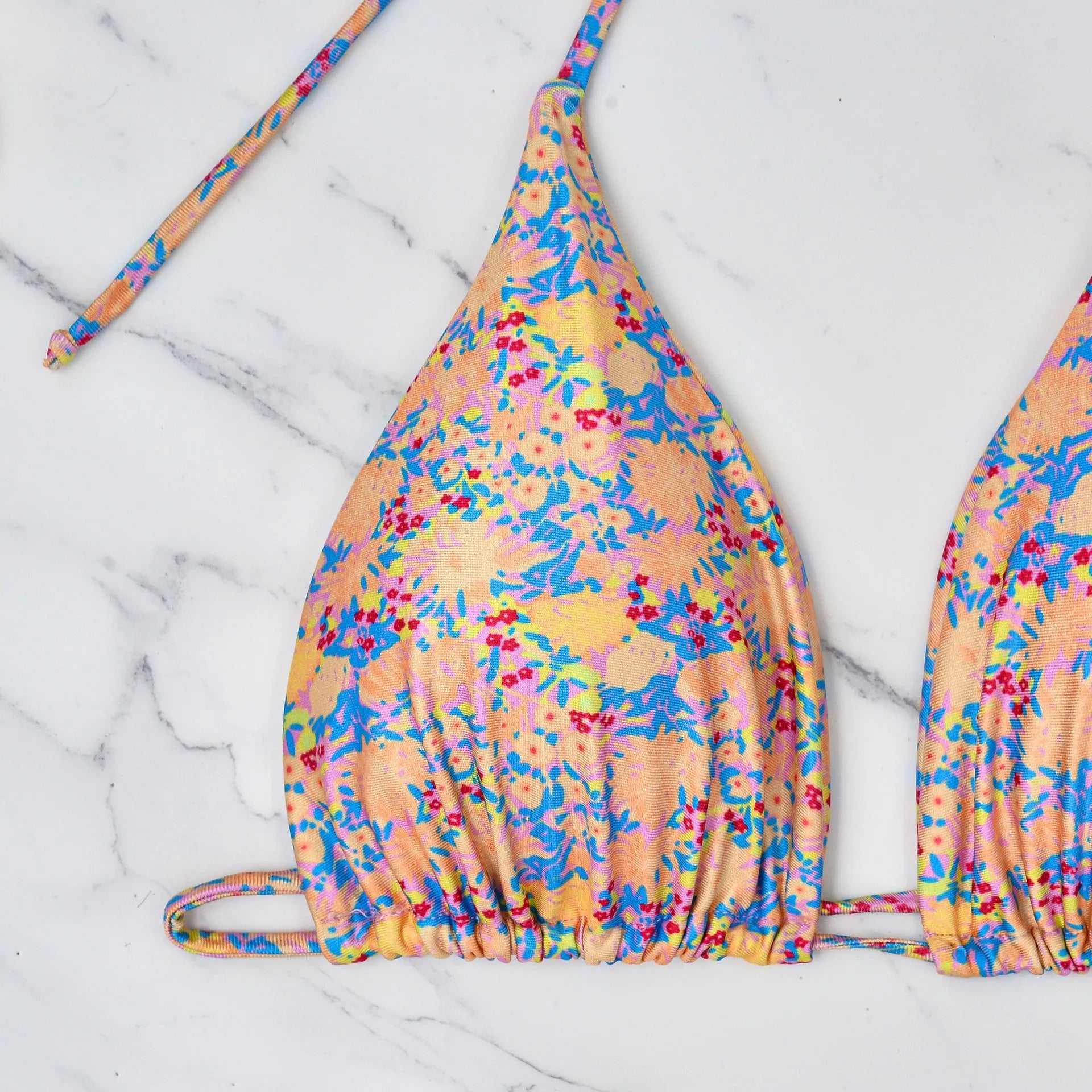 Lace-up bikini swimsuit with European American brief style and polyester fabric construction