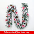 240cm flocked PVC Christmas rattan garland in green with snowy texture