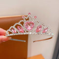 Children's crystal crown headband headdress, alloy with electroplated finish, pink Type A style