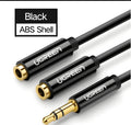 20cm black 3.5mm earphone cable with gold-plated connectors