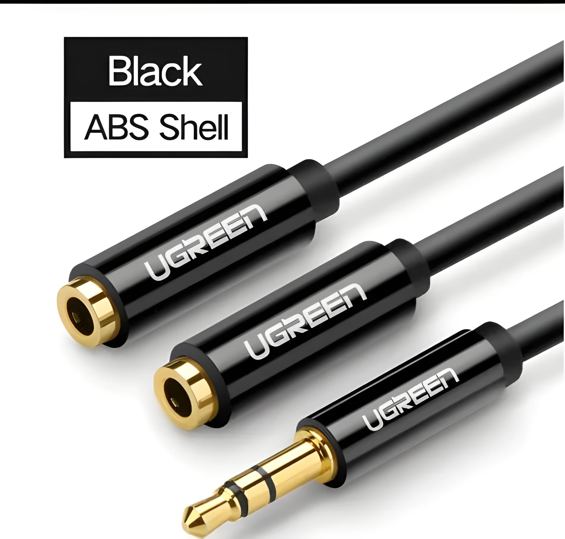 20cm black 3.5mm earphone cable with gold-plated connectors