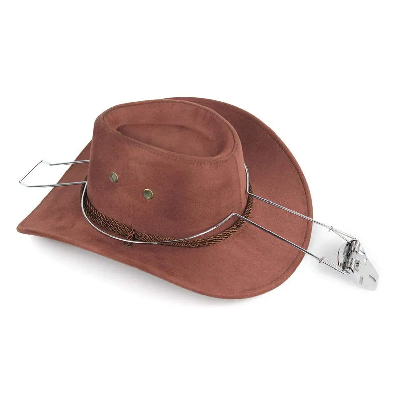Brown chrome-plated metal car hat and coat stand for vehicle interior organisation