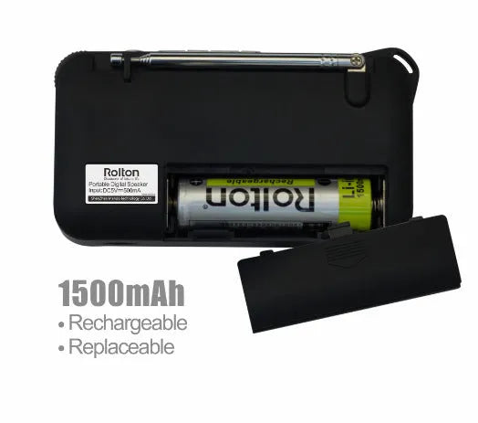 Rolton W405 portable FM radio MP3 music speaker with LED screen and flashlight buttons in golden colour