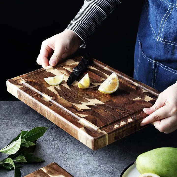 Kitchen household parquet solid wood cutting board in brown made from imported acacia wood with 3cm thickness