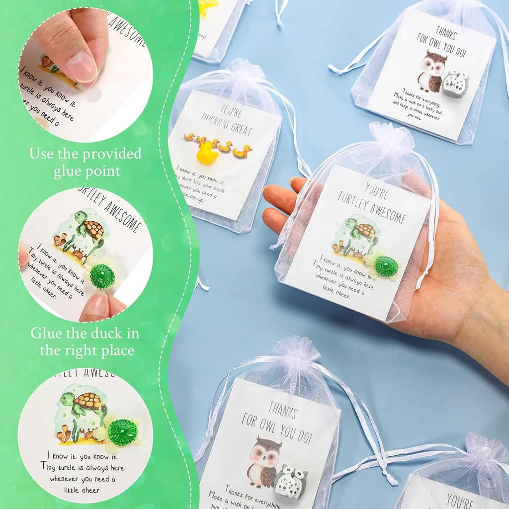 Set of solid resin inspirational cards with pun quotes, shown in a pile on a desk.