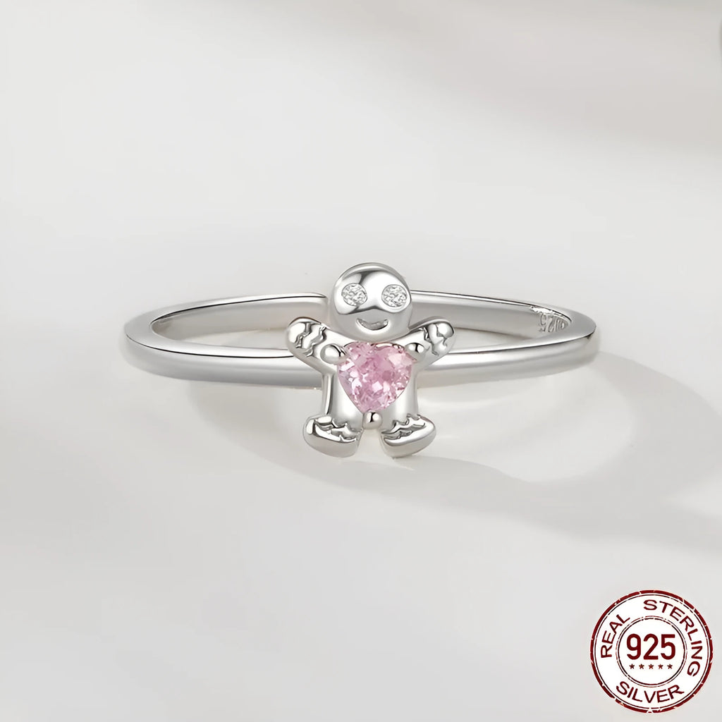 Original Christmas S925 sterling silver stud earrings and ring set in gift box