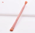 Ten makeup brushes with wooden handles including powder, foundation, and detail brushes for complete face application