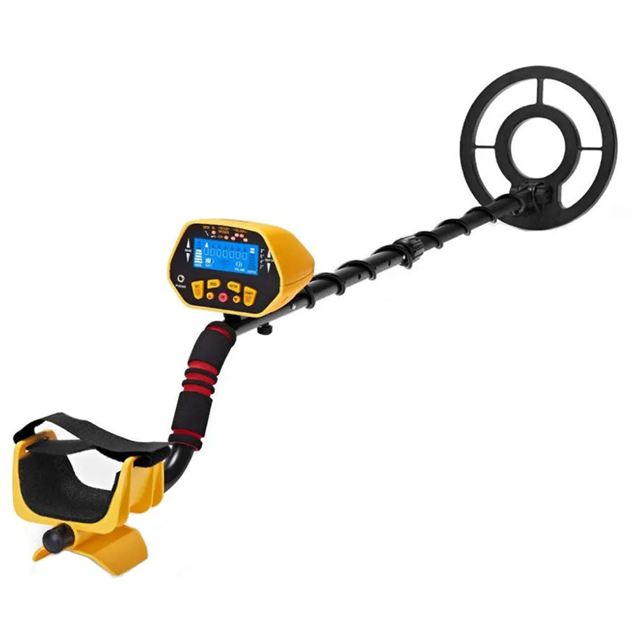 GC1028 professional metal detector with black and yellow colouring and LCD display