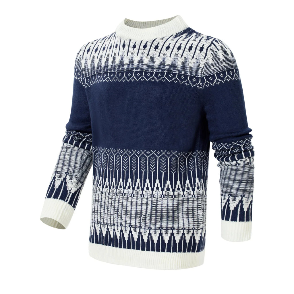 Men's acrylic knitted long-sleeve pullover sweater in three style variations