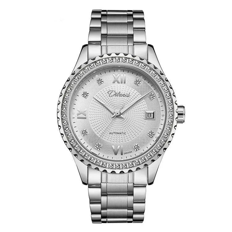 Men's automatic mechanical watch with luminous hands, waterproof design, gold case with black dial