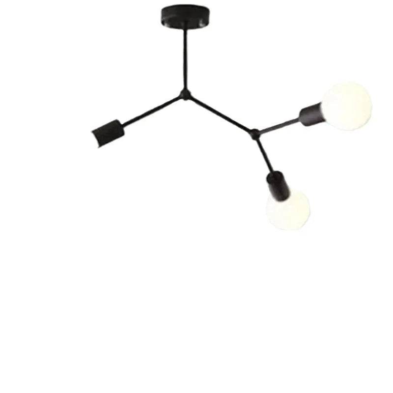 Nordic minimalist iron chandelier ceiling lamp in black or white with multiple light heads