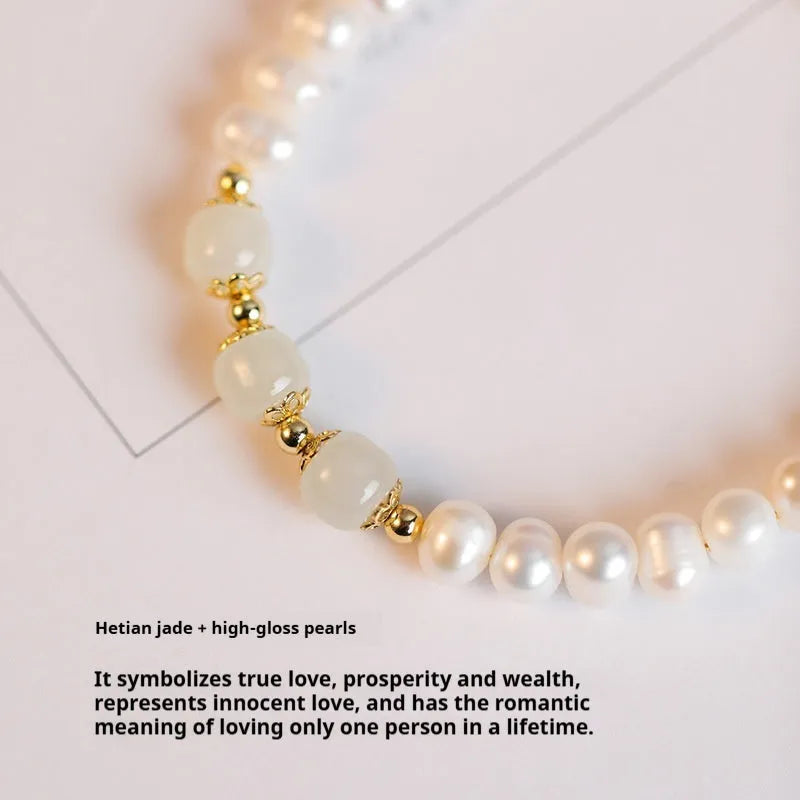 Natural freshwater pearl bracelet with diamond-shaped pearls in Korean style design
