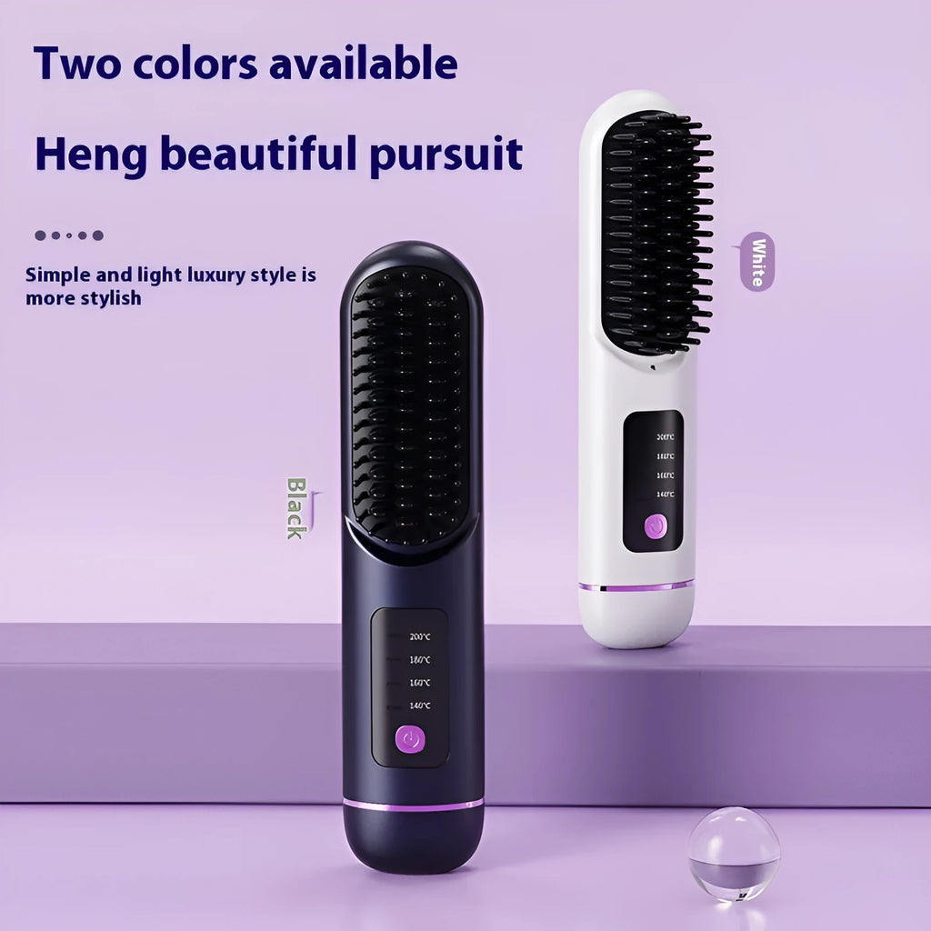 Portable charging negative ion hair straightening comb in blue, grey or white colour