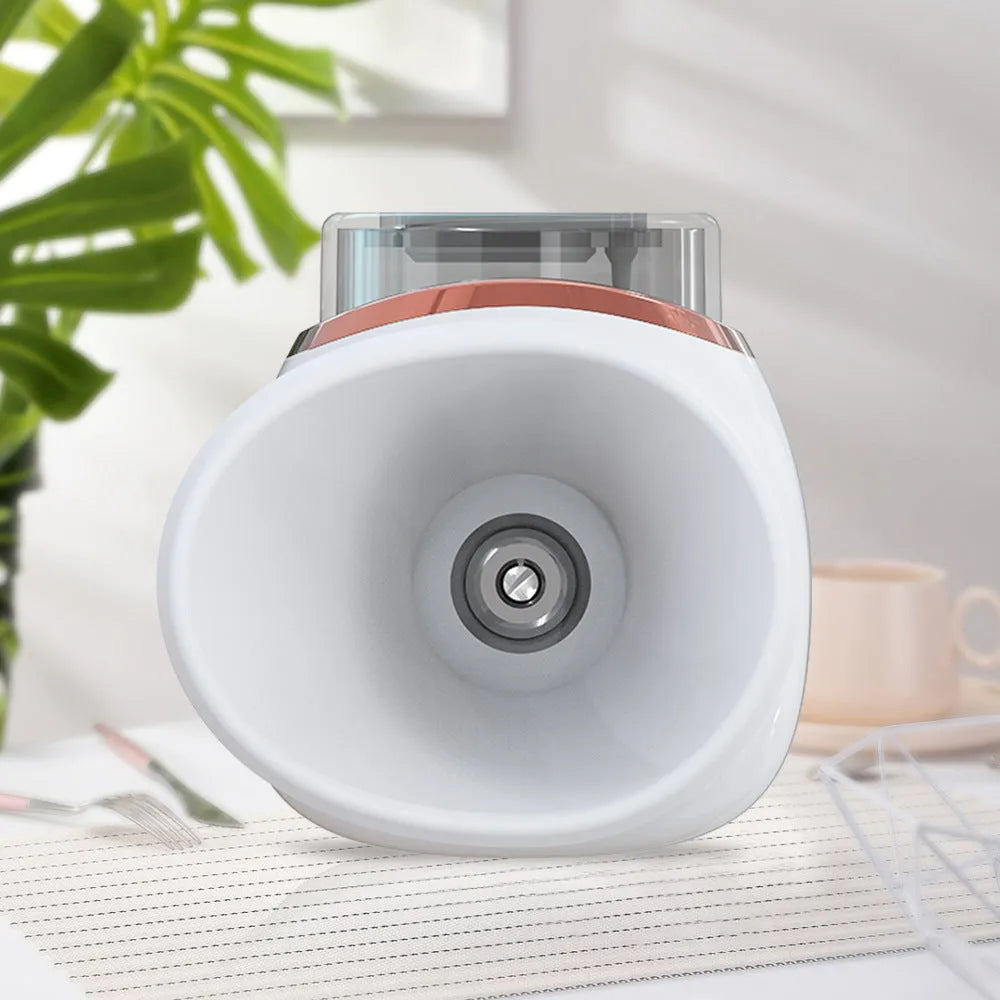 White and purple portable eye humidifier device with charging cable on display