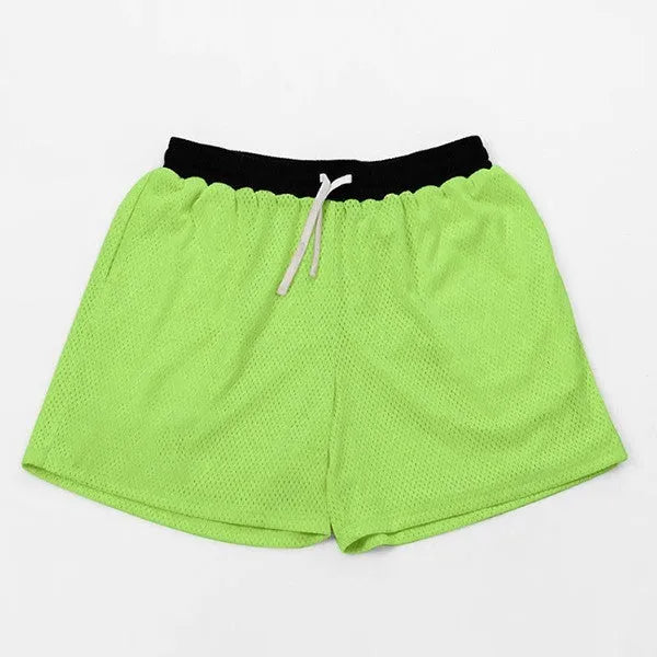 Men's mesh quick-dry athletic shorts in black, available for running and summer fitness activities