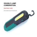 Black and green USB-charging auto repair work light with compact handheld design