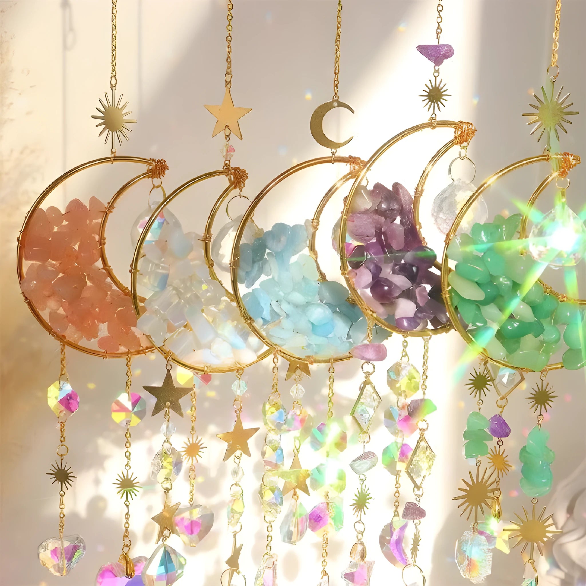K9 crystal moon pendant car accessory with 420mm cord in five colour options