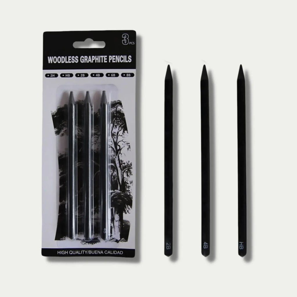 Six graphite sketching pencils with different lead grades in wood-free construction
