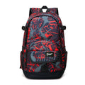 Blue and red classic nylon backpacks with large capacity for school and travel.