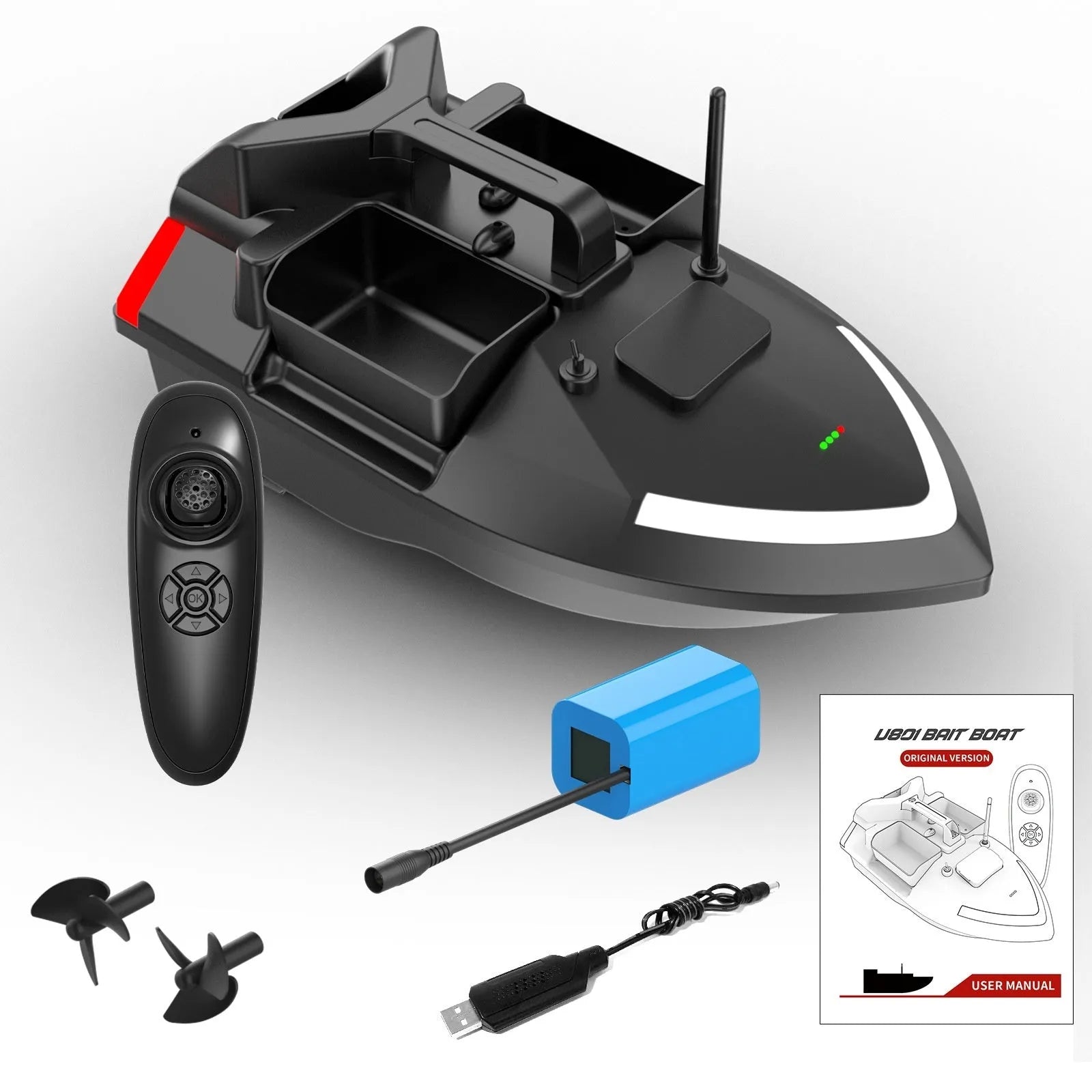 GPS remote control fishing boat with Beidou navigation system and LED lighting