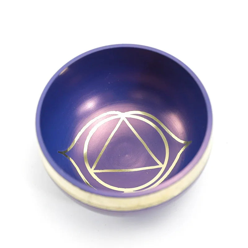 Colourful handmade Himalayan singing bowl percussion instrument measuring 7.8cm diameter