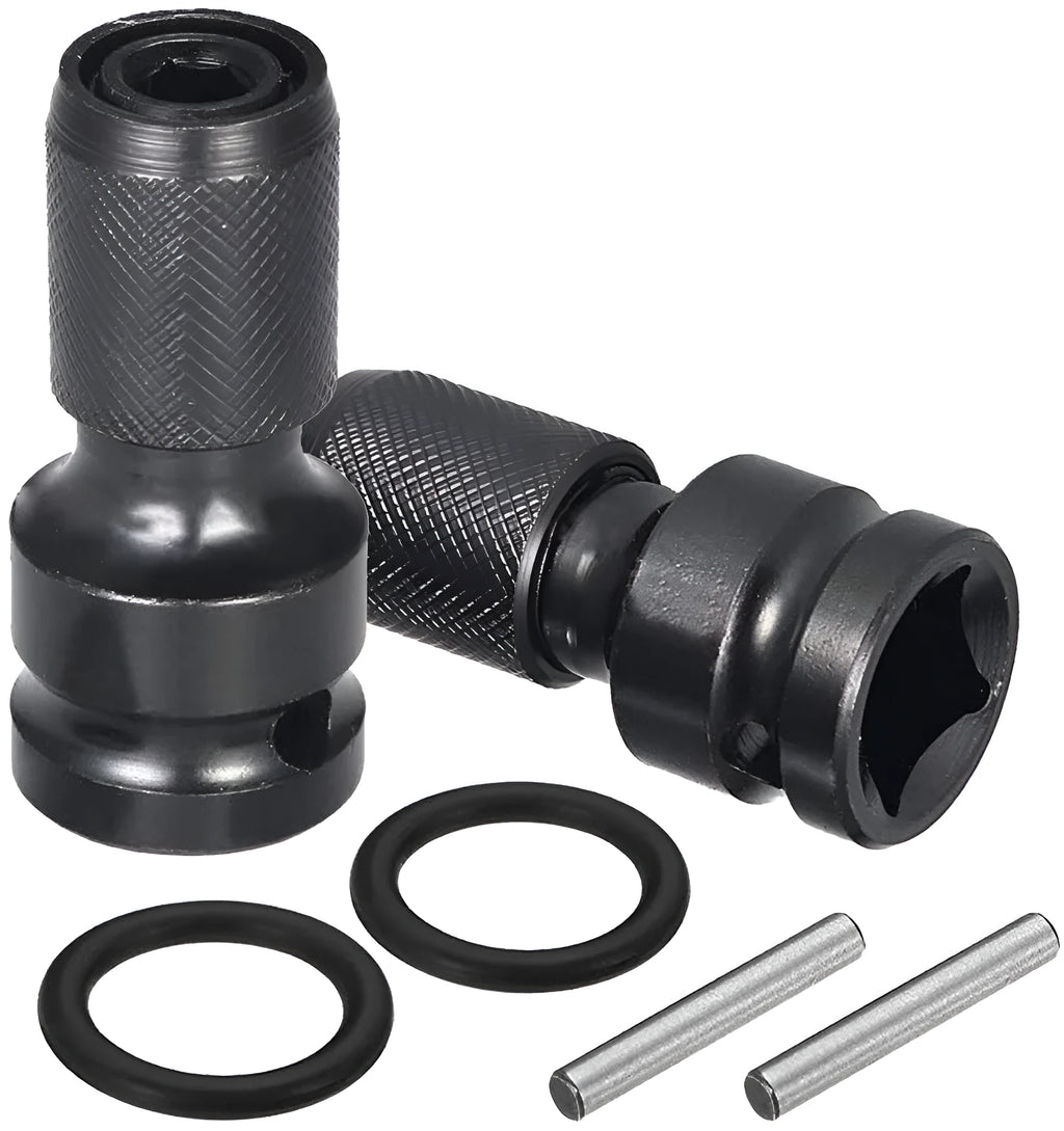 Telescopic bit holder with hexagonal handle for electric wrenches showing extended sleeve and bit retention mechanism