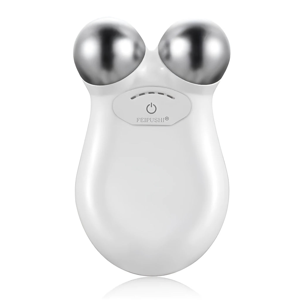 Pink micro current facial lifting device with compact shape on white background