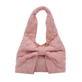 Women's one shoulder handbag soft cotton horizontal square shape with sandwich pocket in black