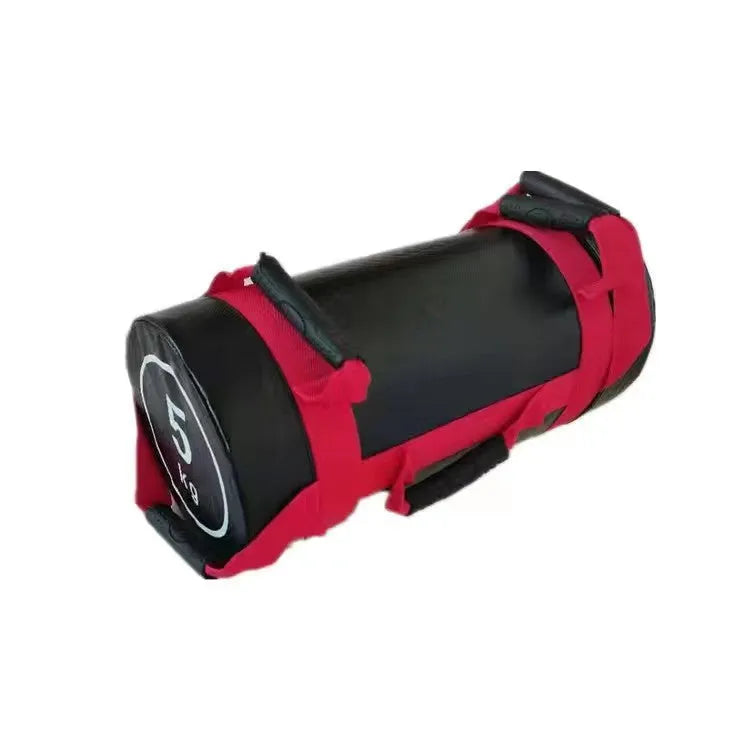 Flat white PVC fitness training sandbag with weight options from 5kg to 30kg for strength workouts