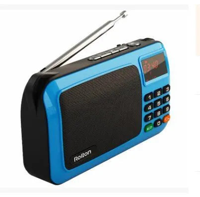 Rolton W405 portable FM radio MP3 music speaker with LED screen and flashlight buttons in golden colour